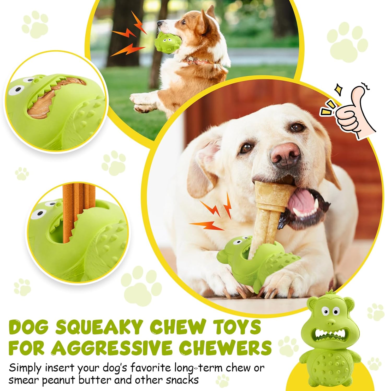 HKM-6775741 Durable Natural Rubber Dog Chew Toy for Aggressive Chewers - Squeaky, Interactive, and Tough