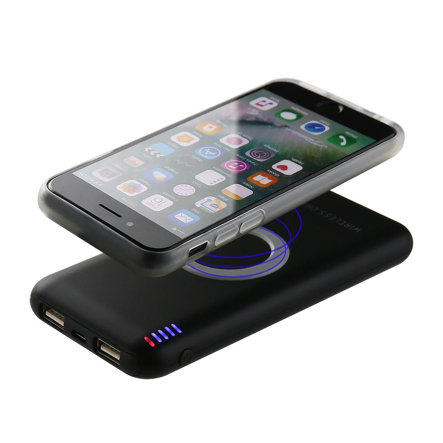 HKM-677587 Wireless Charging Mobile Power Bank - Compact Design with 2000mA Input 5V USB Interface