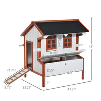 HKM-6776125 Wooden Chicken Coop with Nesting Box, Ramp, and Removable Tray for Poultry Care