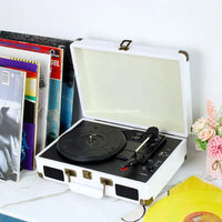 HKM-677715 Bluetooth Suitcase Record Player with 3 Speed Options and Integrated Speakers