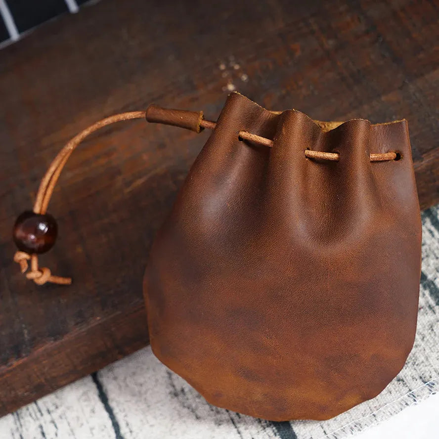 HKM-677779 Genuine Leather Multi-functional Waist Bag, Retro Cowhide Hanging Key Pouch