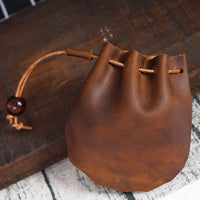 HKM-677779 Genuine Leather Multi-functional Waist Bag, Retro Cowhide Hanging Key Pouch