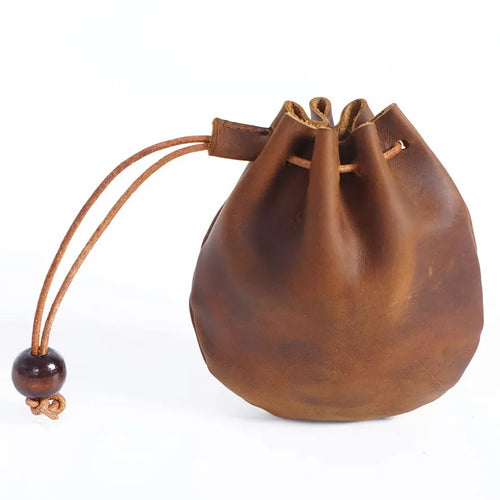 HKM-677779 Genuine Leather Multi-functional Waist Bag, Retro Cowhide Hanging Key Pouch