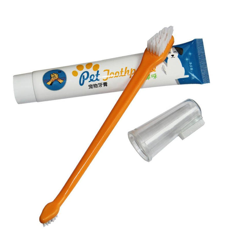HKM-677779 Pet Toothpaste Set for Dogs and Cats - Vanilla and Beef Flavors, Includes Finger Sleeves for Easy Application