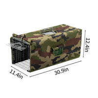HKM-6777917 Humane 32in Live Animal Trap with Cover for Safe Outdoor Capture of Raccoons, Opossums, and More