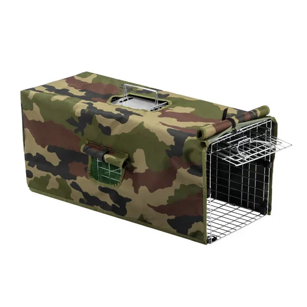 HKM-6777917 Humane 32in Live Animal Trap with Cover for Safe Outdoor Capture of Raccoons, Opossums, and More