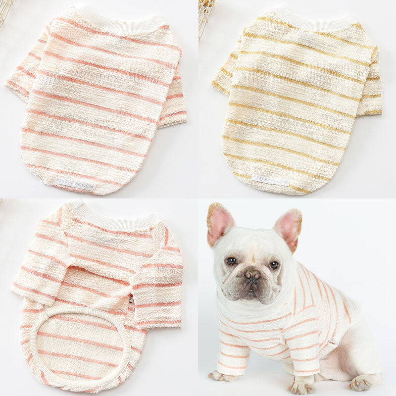 HKM-6778045 Casual Cotton T-Shirt for Dogs in Water Ripple Toweling - Available in Pink and Yellow