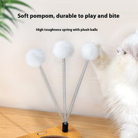 HKM-6778429 Interactive Wooden Cat Teasing Maze Box with Fun Stick and Bell Balls