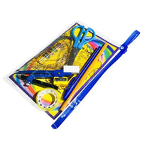 HKM-677843 Geometric Pencil Sharpener, Eraser, and Adhesive Tape Stationery Set for School and Kids