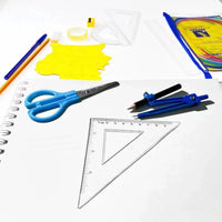 HKM-677843 Geometric Pencil Sharpener, Eraser, and Adhesive Tape Stationery Set for School and Kids
