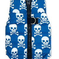 HKM-6778813 Blue Skull Padded Vest for Pets - Comfortable Cotton Leisure Wear in Sizes XS to XL