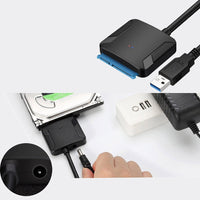 HKM-677907 USB 3.0 to SATA Adapter Converter Cable for External Hard Drive - Black