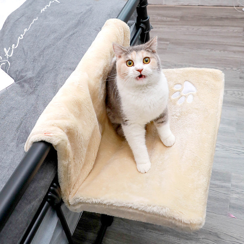 HKM-6779837 Four Seasons Cat Hammock with Soft Fur Cover, Ideal for Cats up to 10 lbs - Dimensions 46x30x25CM