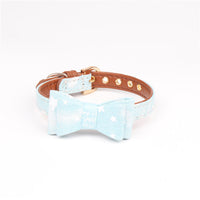 HKM-6780221 Cowboy Style PU Dog and Cat Collar with Adjustable Bow Tie - Available in Blue, Black, Pink
