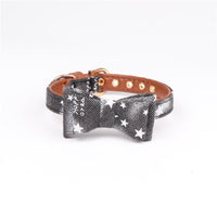 HKM-6780221 Cowboy Style PU Dog and Cat Collar with Adjustable Bow Tie - Available in Blue, Black, Pink