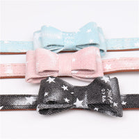 HKM-6780221 Cowboy Style PU Dog and Cat Collar with Adjustable Bow Tie - Available in Blue, Black, Pink