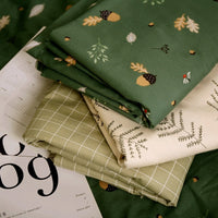HKM-678035 Pine Cone Check Patterned Cotton Fabric for Crafting and Home Decor - Various Designs Available