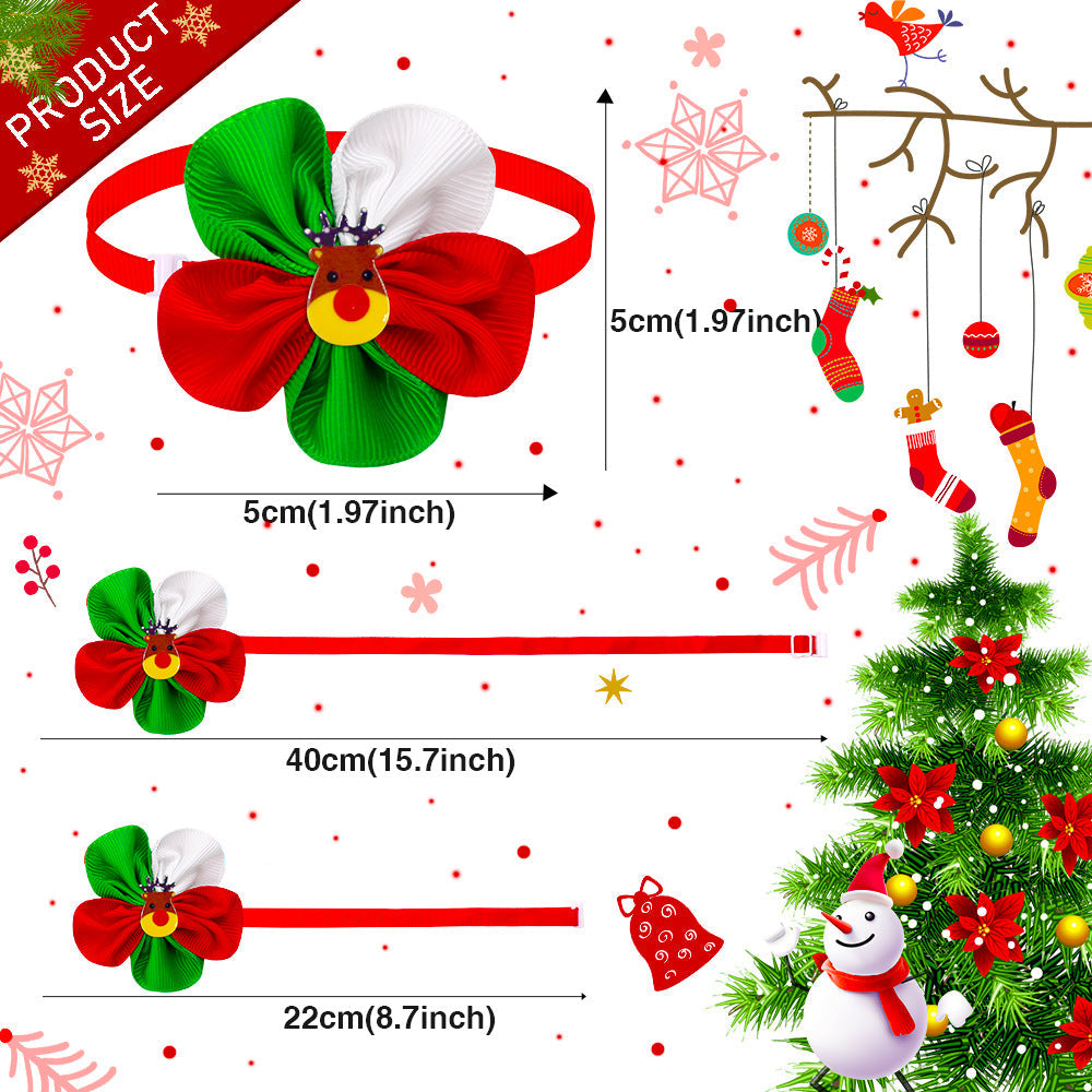 HKM-6780477 Festive Red and Green Adjustable Dog and Cat Bow Tie Ornament