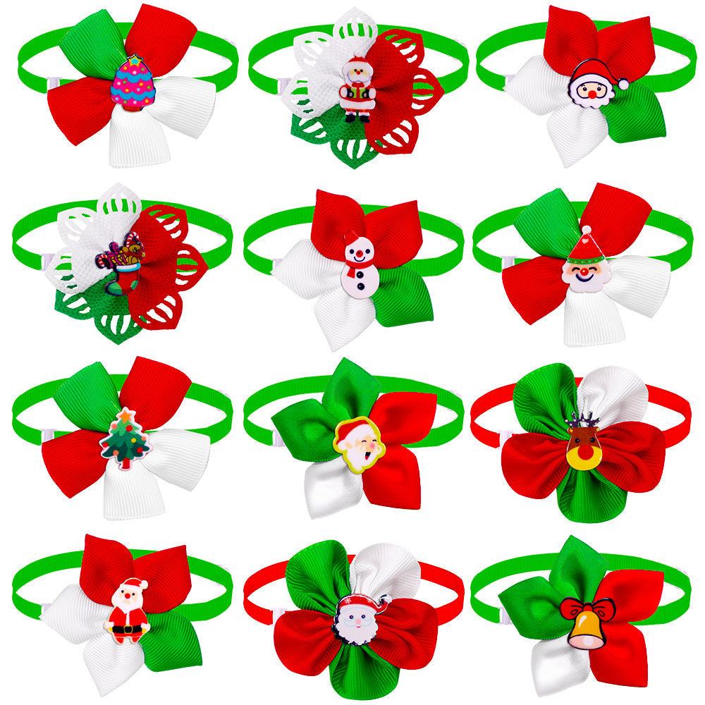 HKM-6780477 Festive Red and Green Adjustable Dog and Cat Bow Tie Ornament