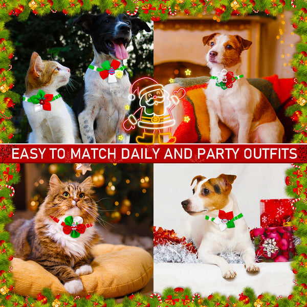 HKM-6780477 Festive Red and Green Adjustable Dog and Cat Bow Tie Ornament