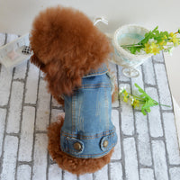 HKM-6780605 Teddy VIP Retro Denim Vest for Dogs - Winter Bichon Clothing