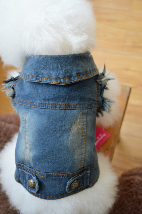 HKM-6780605 Teddy VIP Retro Denim Vest for Dogs - Winter Bichon Clothing