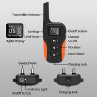 HKM-6781501 Waterproof Remote Dog Training Collar with Electric Shock, Vibration, and Beep Functions, Range Up to 1000 Meters