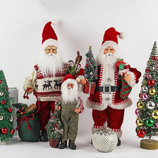 HKM-678163 Fabric Santa Claus Decorative Figure - 50cm Height, Plastic and Fabric Home Decoration