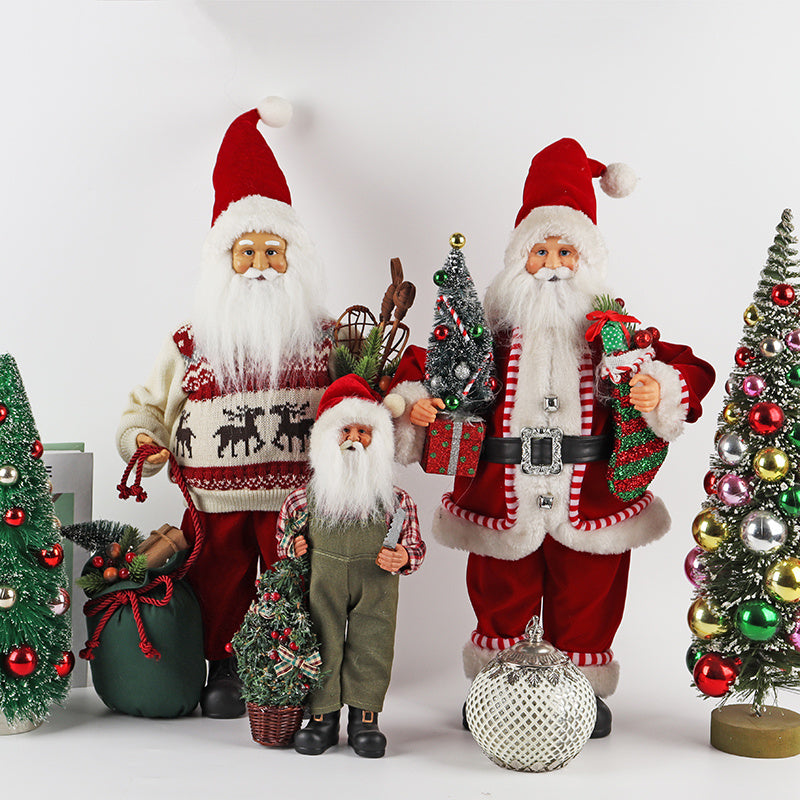 HKM-678163 Fabric Santa Claus Decorative Figure - 50cm Height, Plastic and Fabric Home Decoration