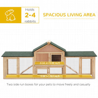 HKM-6781885 Large Outdoor Rabbit Hutch with Solid Fir Wood, Metal Wire Fencing, and Removable Tray for Easy Cleaning
