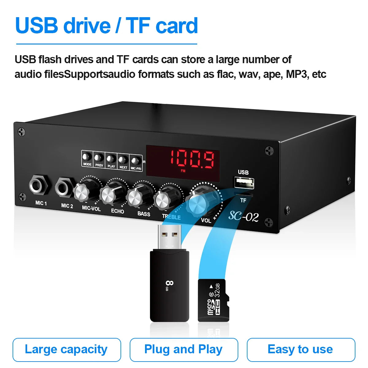 HKM-678227 200W Bluetooth High Power Amplifier Mini Home Theater Dual Channel Digital AMP