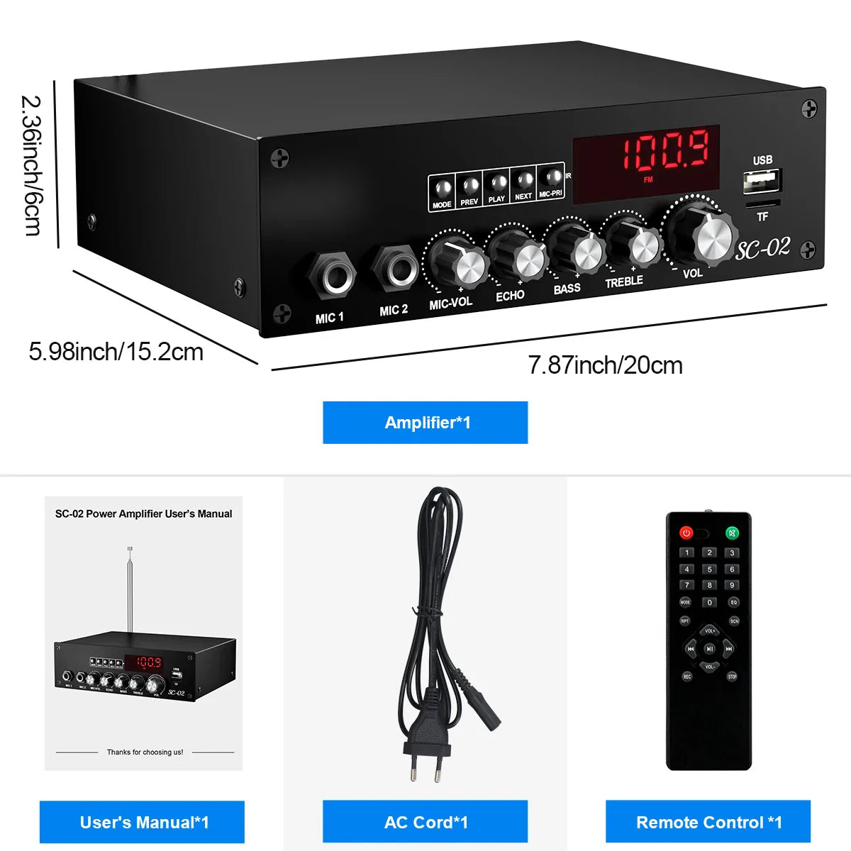 HKM-678227 200W Bluetooth High Power Amplifier Mini Home Theater Dual Channel Digital AMP