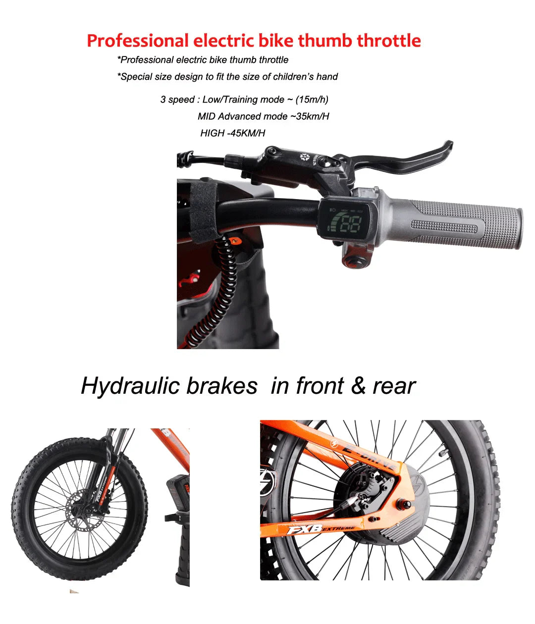 HKM-678291 20 Inch Hydraulic Adjustable Aluminum Alloy Electric Balance Bike with Lithium Battery and Disc Brakes