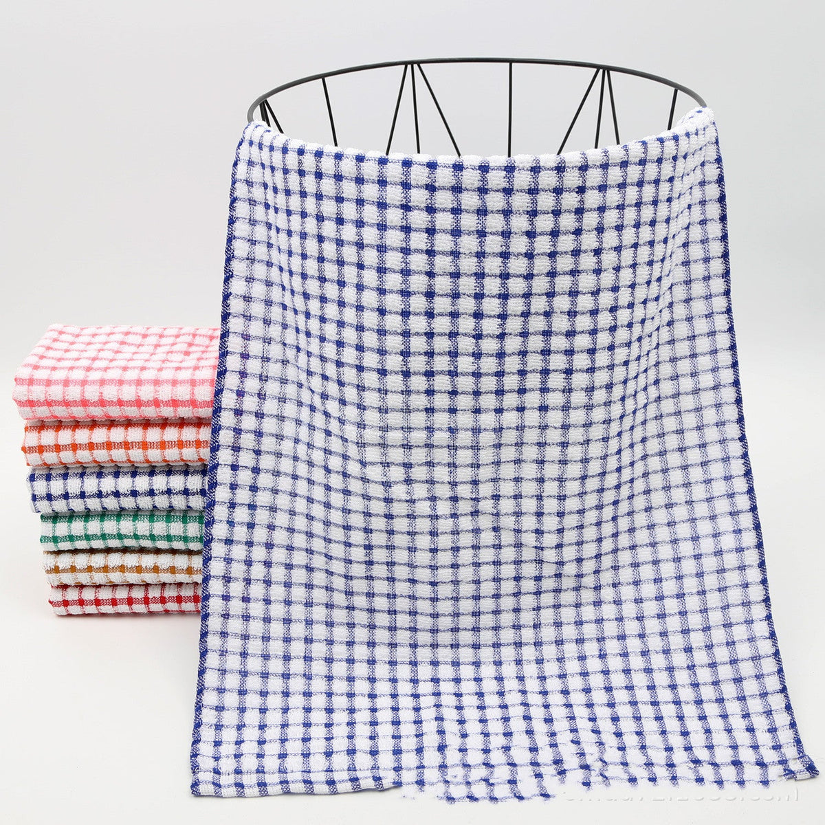 HKM-678291 Cotton Plaid Kitchen Dish Towel - Various Patterns and Sizes in Pink, Blue, Green, Orange, Red