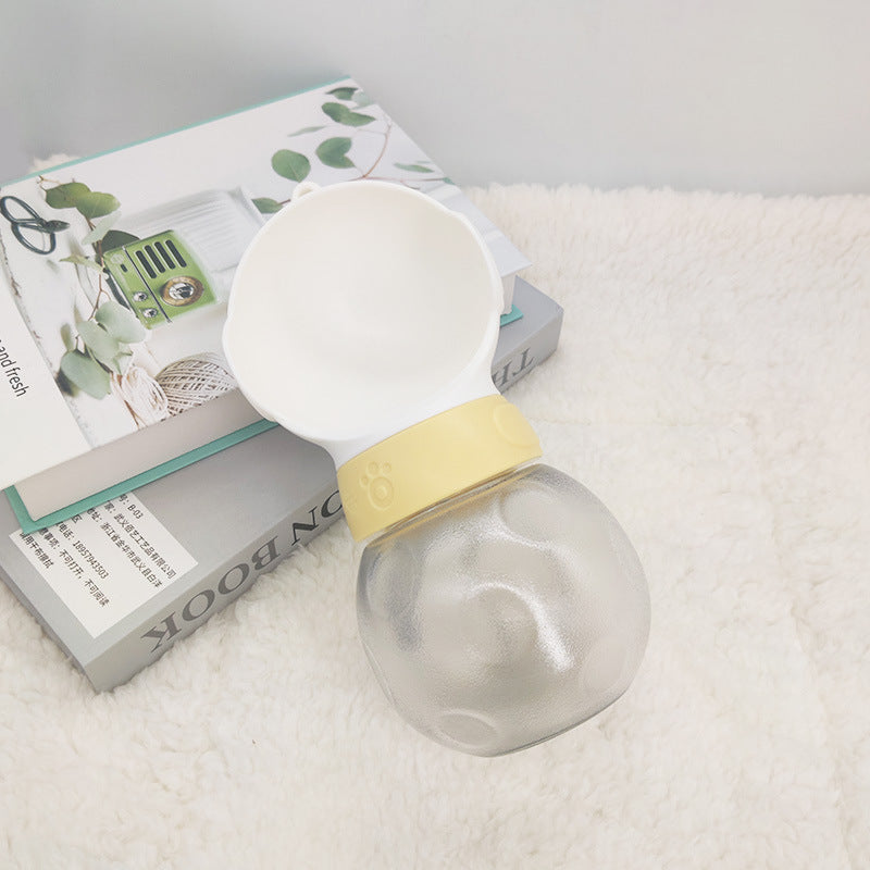 HKM-6784061 Portable Dog Water Bottle and Food Feeder for Small Pets - Leak Proof, BPA Free, 380ml Capacity