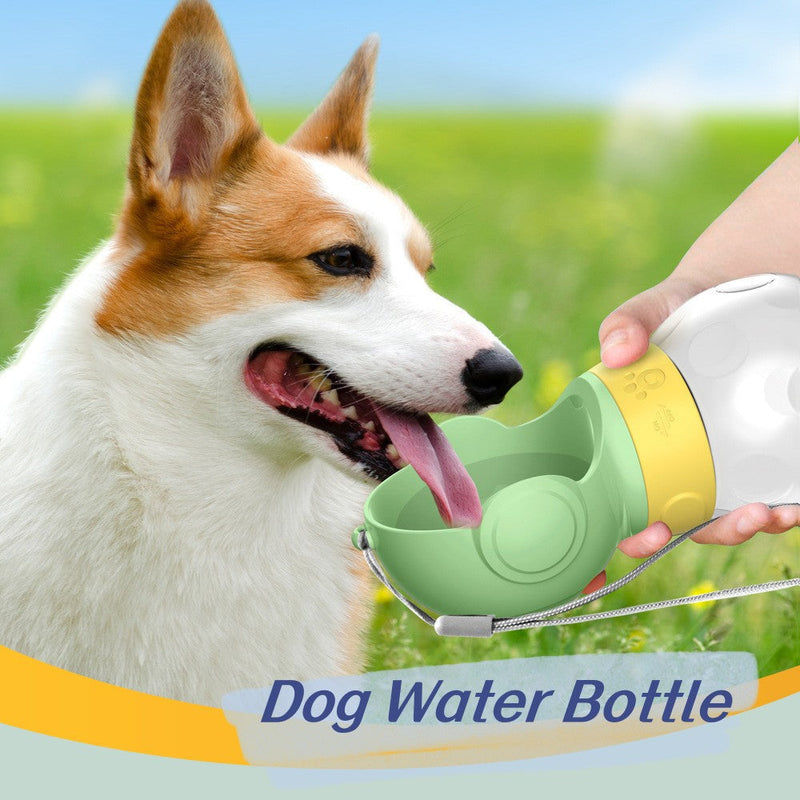 HKM-6784061 Portable Dog Water Bottle and Food Feeder for Small Pets - Leak Proof, BPA Free, 380ml Capacity
