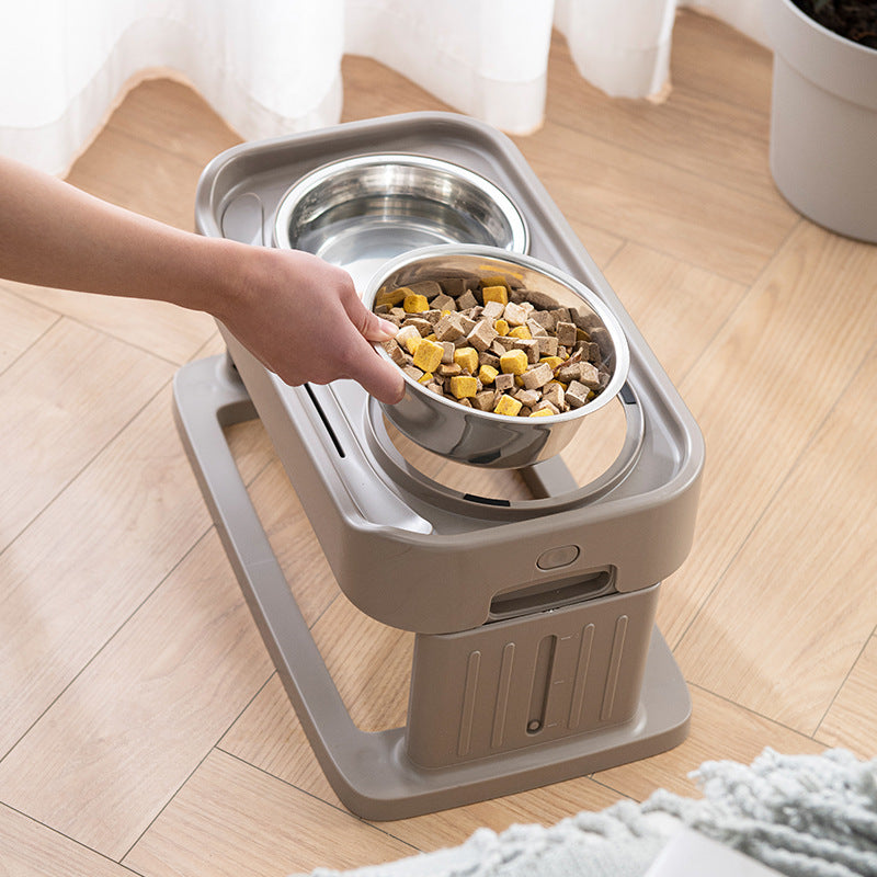 HKM-6784189 Elevated Stainless Steel Pet Bowls with Adjustable Height for Comfortable Dining