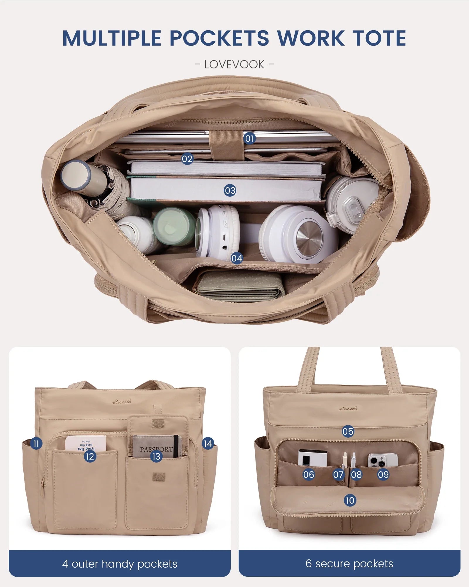 HKM-678419 Lightweight Casual Tote Bag for Work and Travel, Large Capacity Handbag for Women, Suitable for Teachers and Nurses