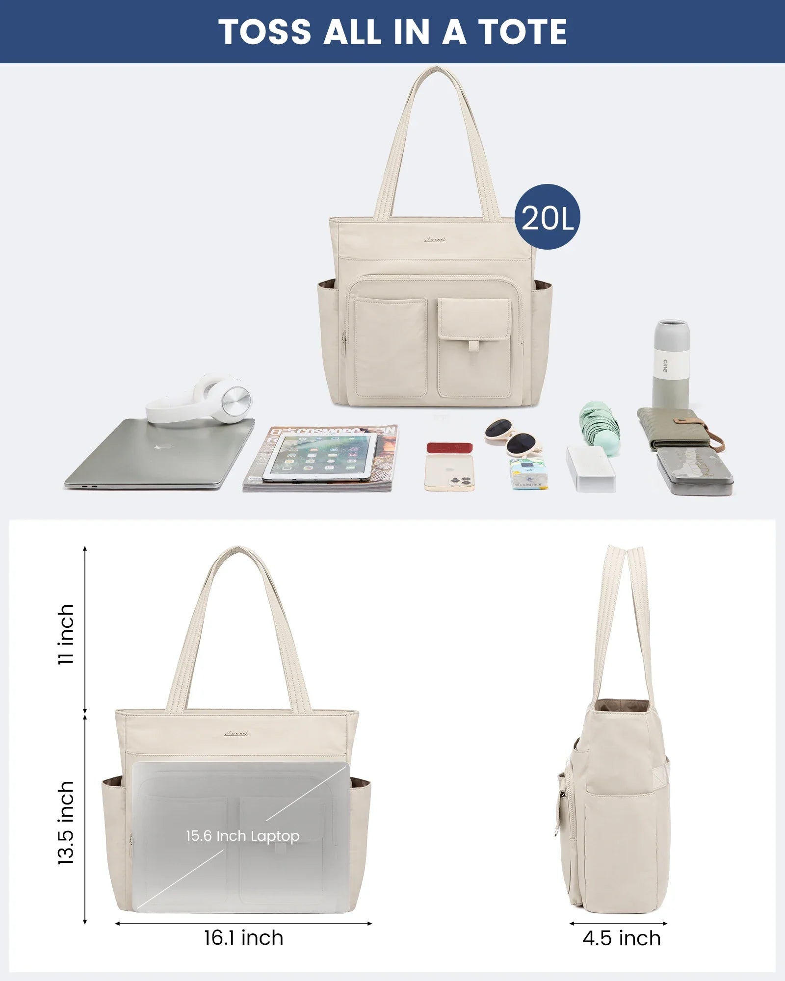 HKM-678419 Lightweight Casual Tote Bag for Work and Travel, Large Capacity Handbag for Women, Suitable for Teachers and Nurses