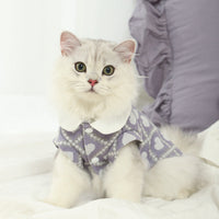 HKM-6784573 Lightweight Summer Cat Shirt - Plush Bear Round-Neck in Pink & Purple, Multiple Sizes Available