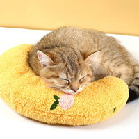 HKM-6784829 Cozy Cotton Plush Moon Pillow for Small Dogs - Light Yellow, White, Blue Options