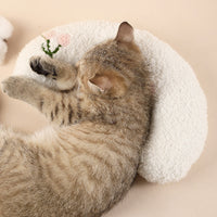 HKM-6784829 Cozy Cotton Plush Moon Pillow for Small Dogs - Light Yellow, White, Blue Options