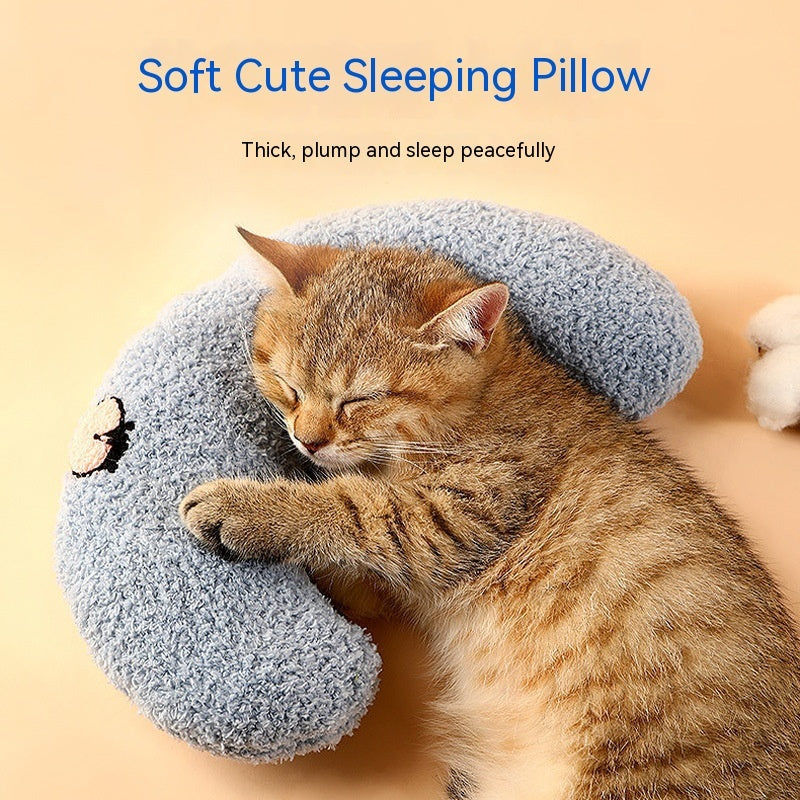 HKM-6784829 Cozy Cotton Plush Moon Pillow for Small Dogs - Light Yellow, White, Blue Options