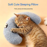 HKM-6784829 Cozy Cotton Plush Moon Pillow for Small Dogs - Light Yellow, White, Blue Options
