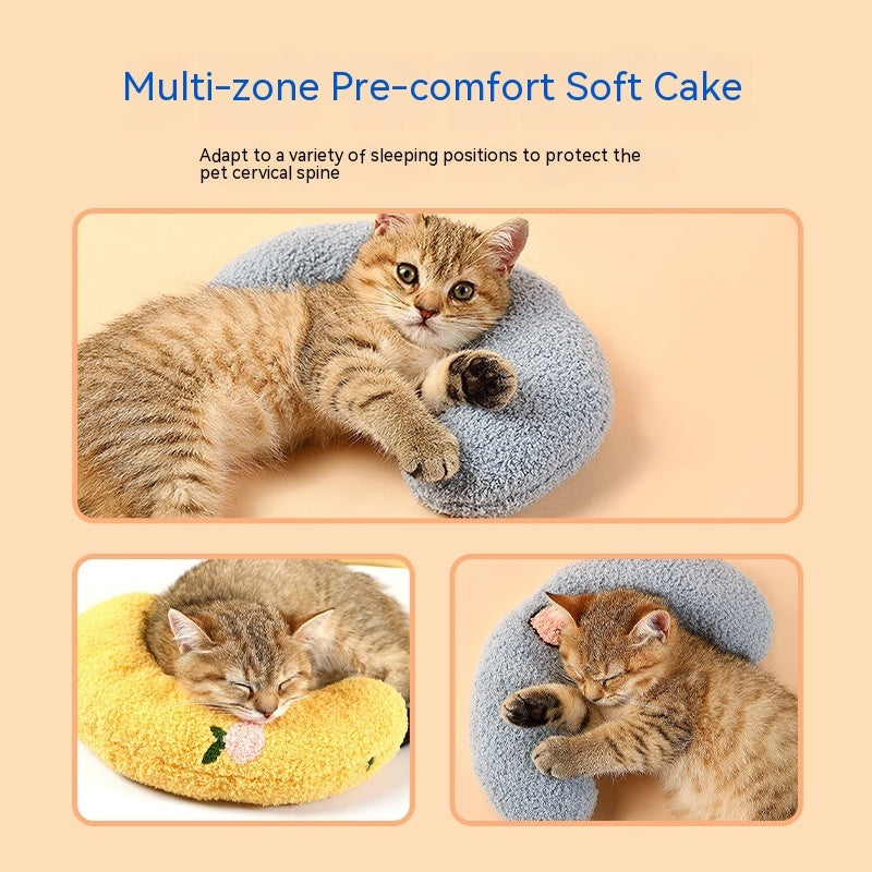 HKM-6784829 Cozy Cotton Plush Moon Pillow for Small Dogs - Light Yellow, White, Blue Options