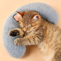 HKM-6784829 Cozy Cotton Plush Moon Pillow for Small Dogs - Light Yellow, White, Blue Options