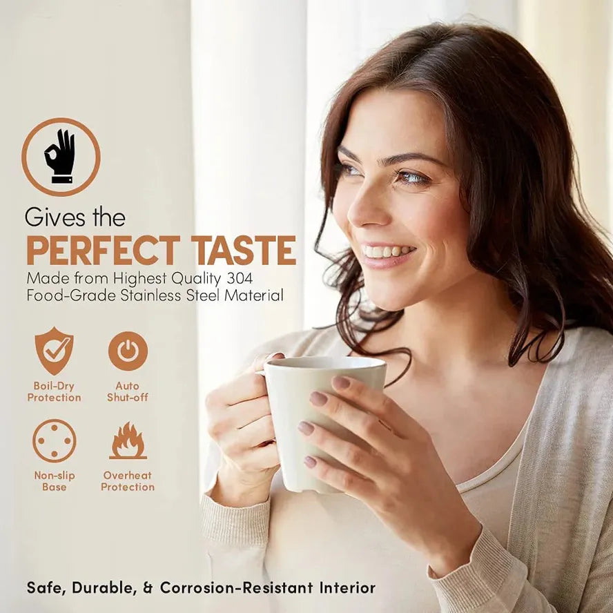 HKM-678483 Stainless Steel Gooseneck Kettle with Temperature Control for Precise Boiling and Pouring