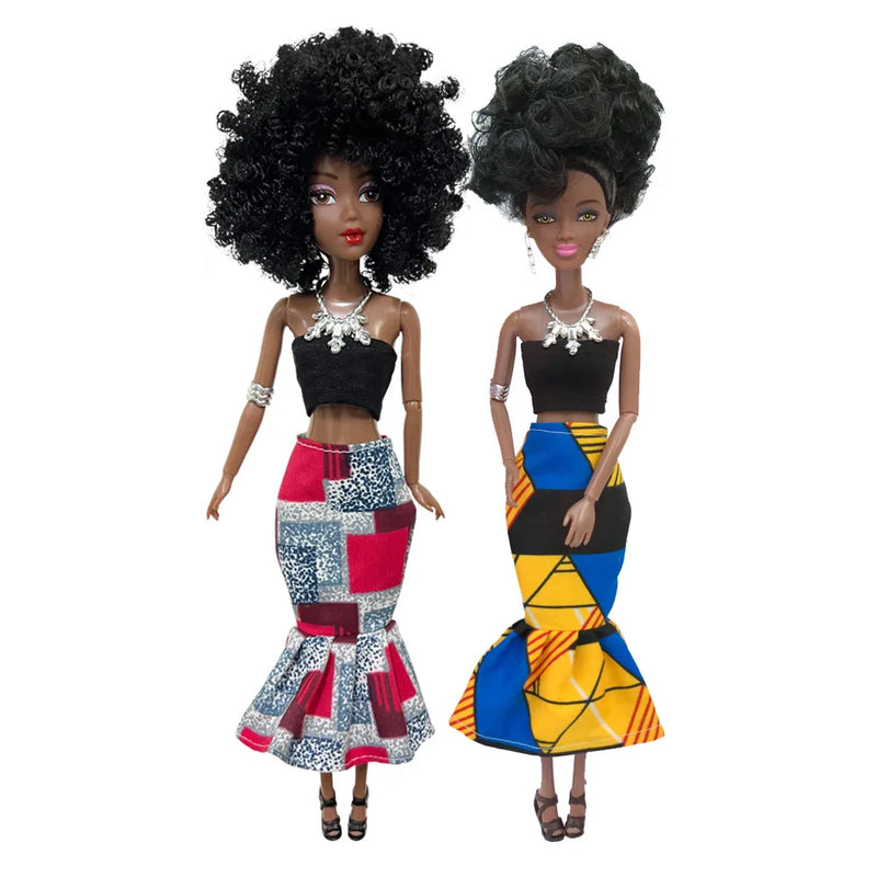 HKM-678547 Elegant Black Fashion Doll with Afro Hair - Educational Toy for All Ages