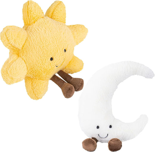 HKM-678547 Sunshine and Moon Plush Toy Set - Soft Stuffed Animal Pillows for Kids, Perfect Birthday Gift, Warm and Cozy Hugging Companions