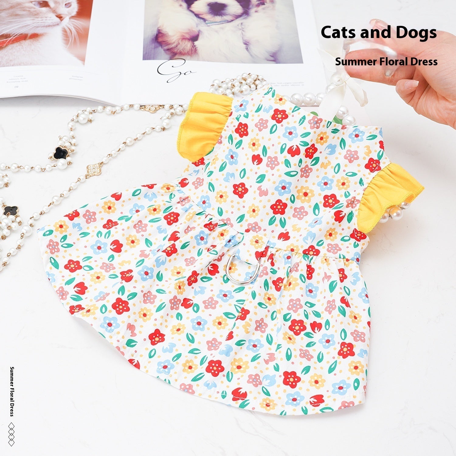 HKM-6786365 Anti-Lint Cotton Pet Skirt for Dogs in Yellow and Orange, Sizes S to 2XL
